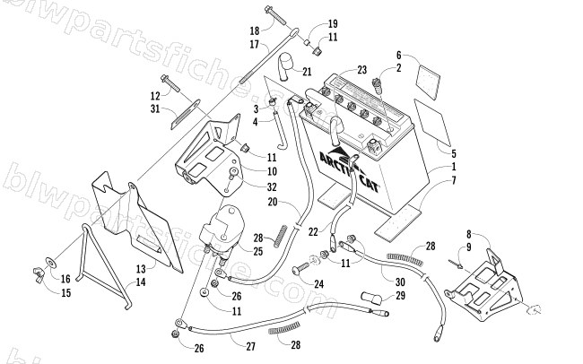 BATTERY AND TRAY ASSEMBLY diagram