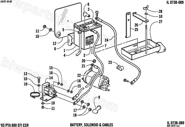 BATTERY, SOLENOID, AND CABLES diagram