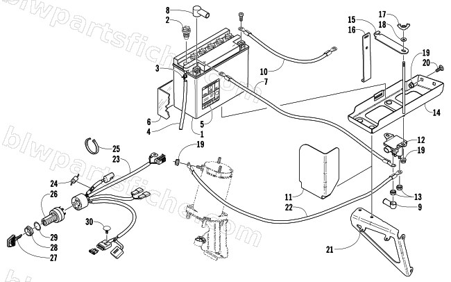 BATTERY, SOLENOID, AND CABLES diagram