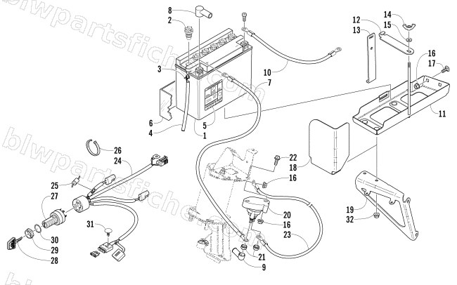 BATTERY, SOLENOID, AND CABLES diagram