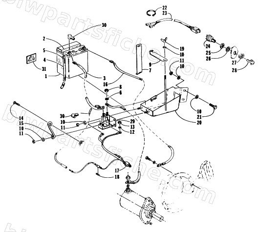 BATTERY, SOLENOID, AND CABLES diagram