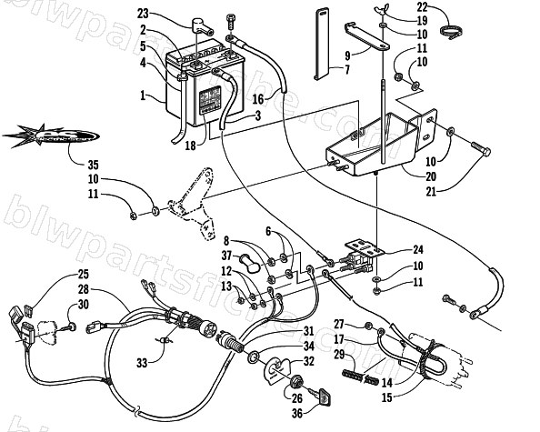 BATTERY, SOLENOID, AND CABLES (esr) diagram