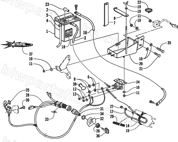 BATTERY, SOLENOID, AND CABLES (OPTIONAL) diagram