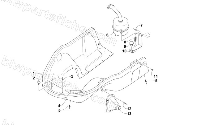 BELLY PAN AND EXHAUST ASSEMBLIES diagram