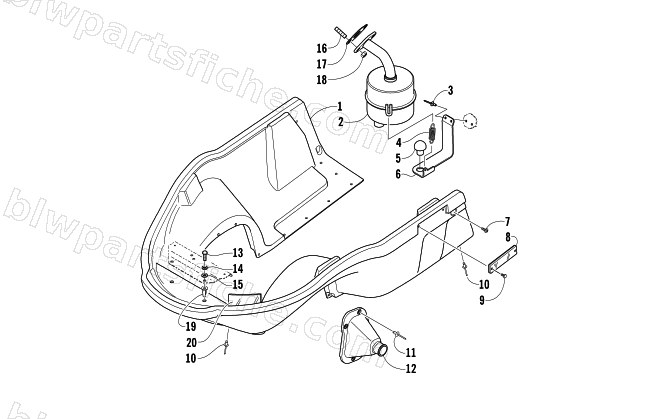 BELLY PAN AND EXHAUST ASSEMBLIES diagram