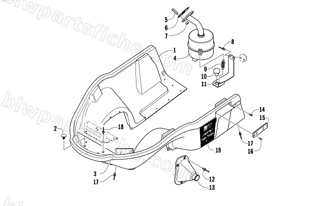 BELLY PAN AND EXHAUST ASSEMBLIES diagram