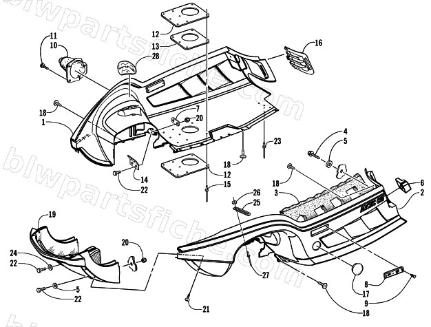 BELLY PAN AND FRONT BUMPER ASSEMBLY diagram
