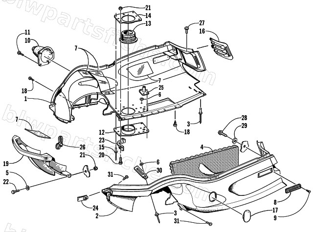 BELLY PAN AND FRONT BUMPER ASSEMBLY diagram