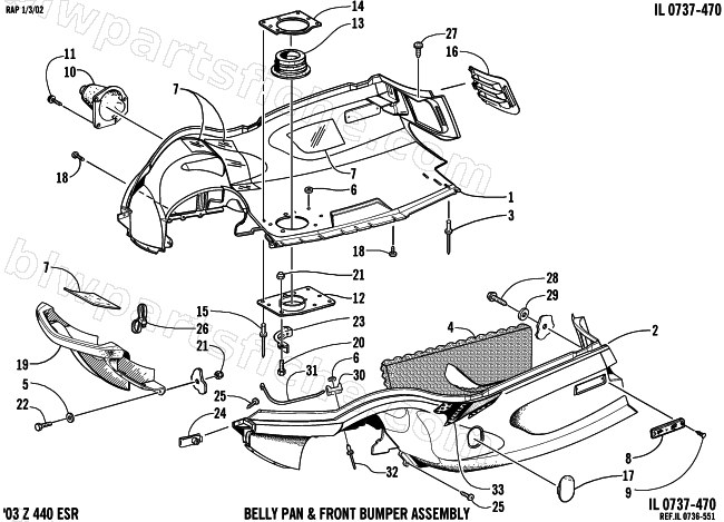 BELLY PAN AND FRONT BUMPER ASSEMBLY diagram