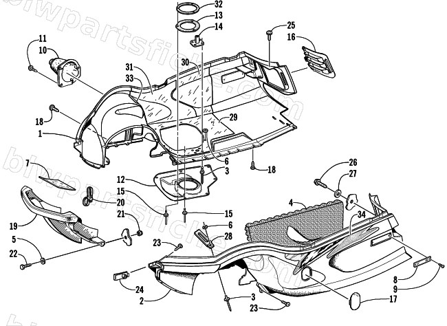 BELLY PAN AND FRONT BUMPER ASSEMBLY diagram