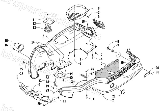 BELLY PAN AND FRONT BUMPER ASSEMBLY diagram