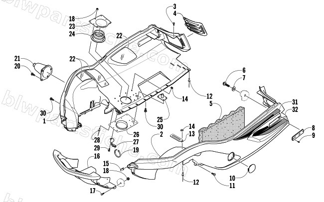 BELLY PAN AND FRONT BUMPER ASSEMBLY diagram