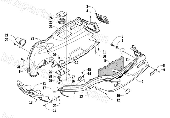 BELLY PAN AND FRONT BUMPER ASSEMBLY diagram