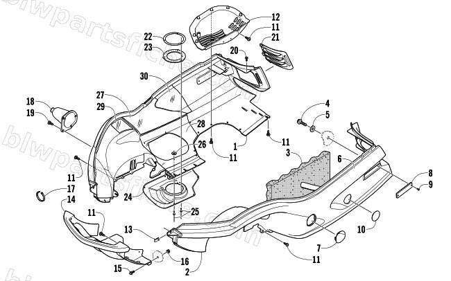 BELLY PAN AND FRONT BUMPER ASSEMBLY diagram