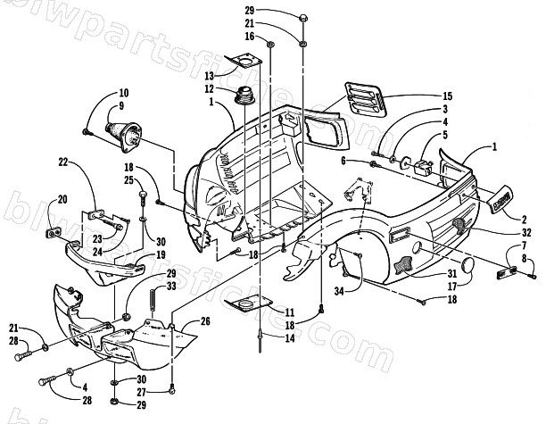 BELLY PAN AND FRONT BUMPER ASSEMBLY diagram
