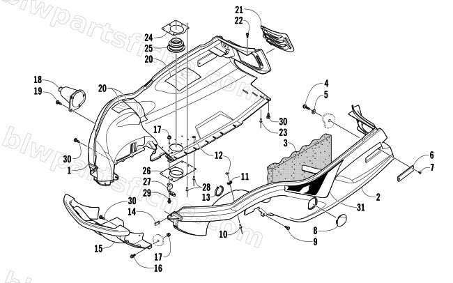 BELLY PAN AND FRONT BUMPER ASSEMBLY diagram