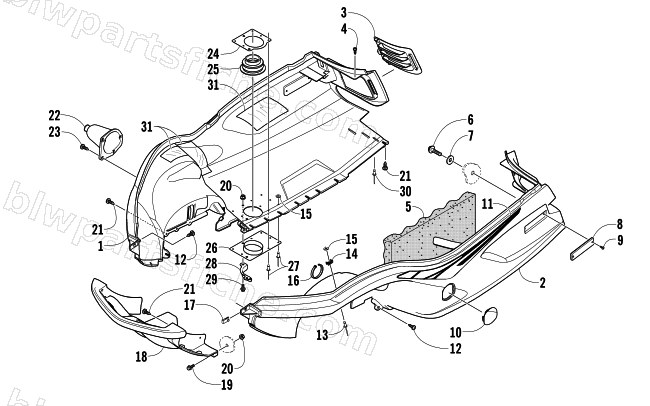 BELLY PAN AND FRONT BUMPER ASSEMBLY diagram
