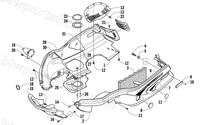 BELLY PAN AND FRONT BUMPER ASSEMBLY diagram
