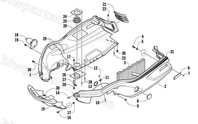BELLY PAN AND FRONT BUMPER ASSEMBLY diagram
