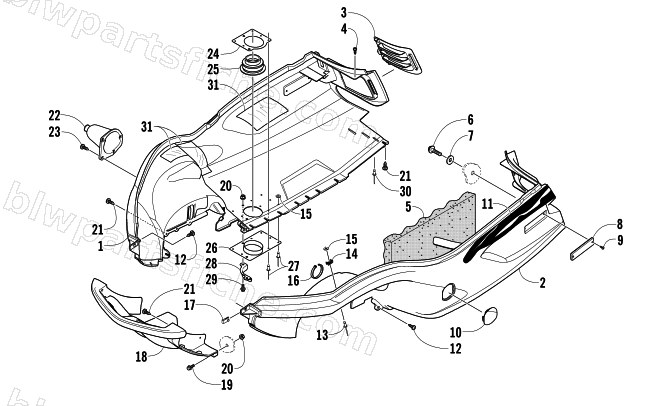BELLY PAN AND FRONT BUMPER ASSEMBLY diagram