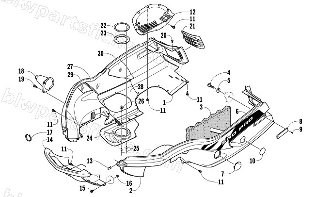 BELLY PAN AND FRONT BUMPER ASSEMBLY diagram