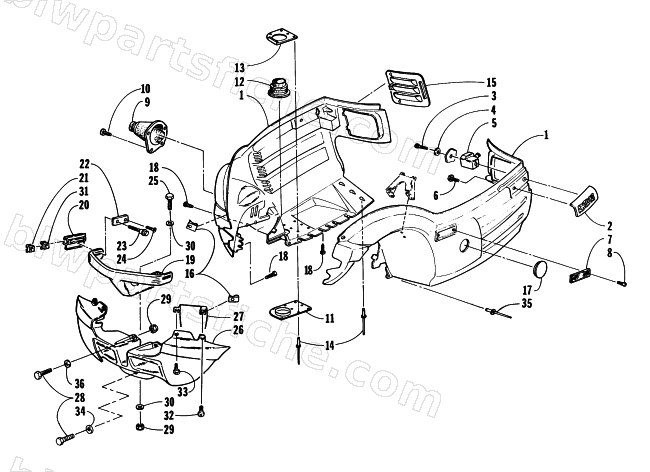 BELLY PAN AND FRONT BUMPER ASSEMBLY diagram