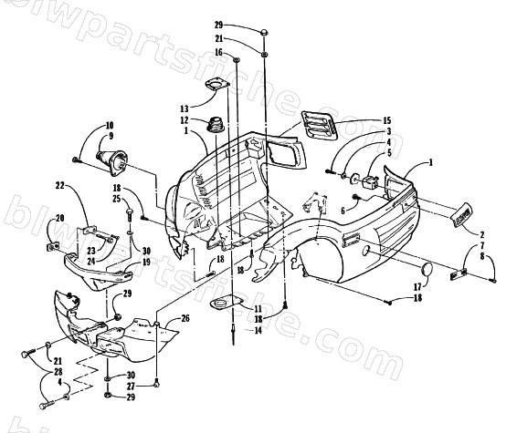 BELLY PAN AND FRONT BUMPER ASSEMBLY diagram