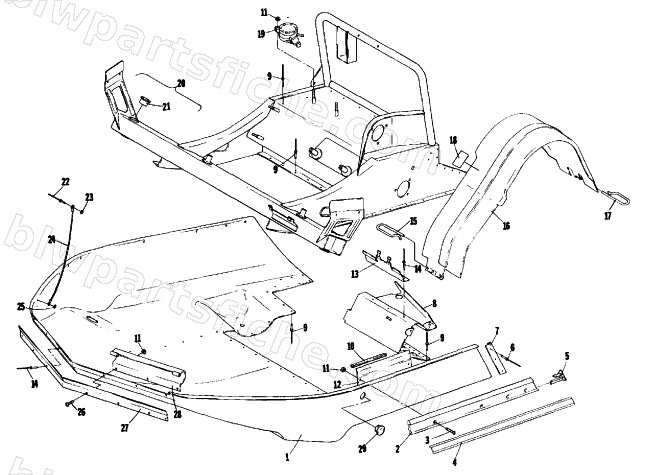 BELLY PAN AND FRONT FRAME diagram