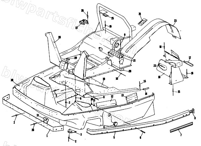 BELLY PAN AND FRONT FRAME diagram
