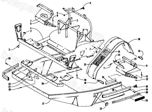 BELLY PAN AND FRONT FRAME diagram