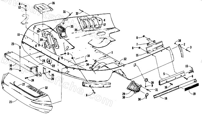 BELLY PAN AND NOSE CONE ASSEMBLIES diagram