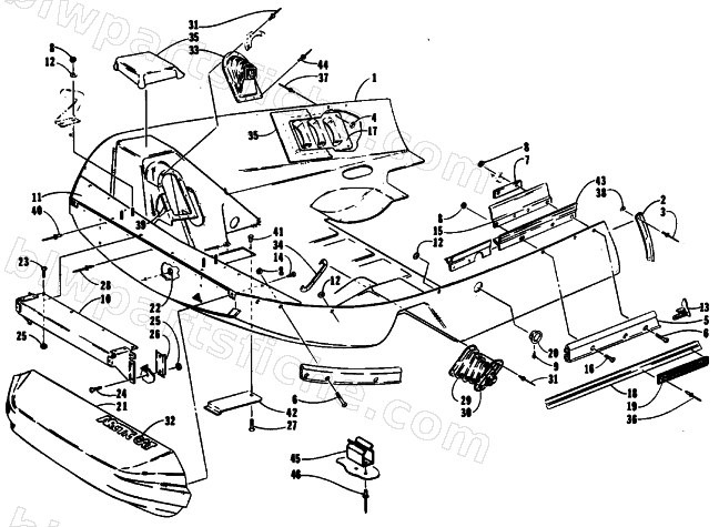 BELLY PAN AND NOSE CONE ASSEMBLIES diagram