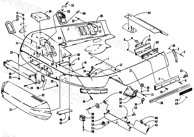 BELLY PAN AND NOSE CONE ASSEMBLIES diagram