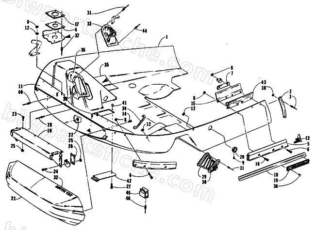 BELLY PAN AND NOSE CONE ASSEMBLIES diagram