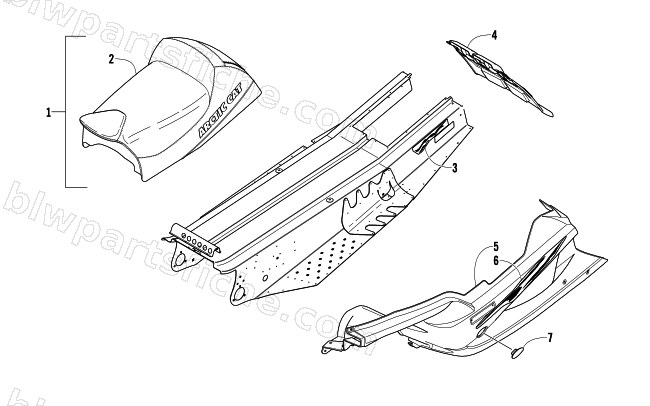 BELLY PAN, SEAT, TUNNEL, AND SNOWFLAP TIGER BLACK diagram
