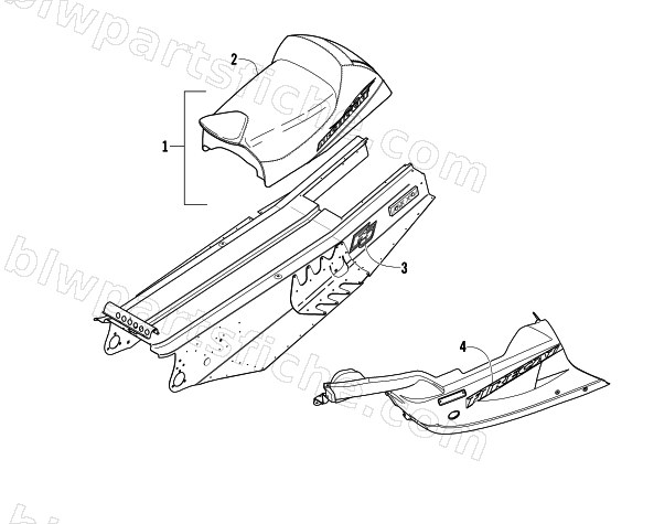 BELLY PAN, TUNNEL, AND SEAT ASSEMBLIES (Sabercat) diagram