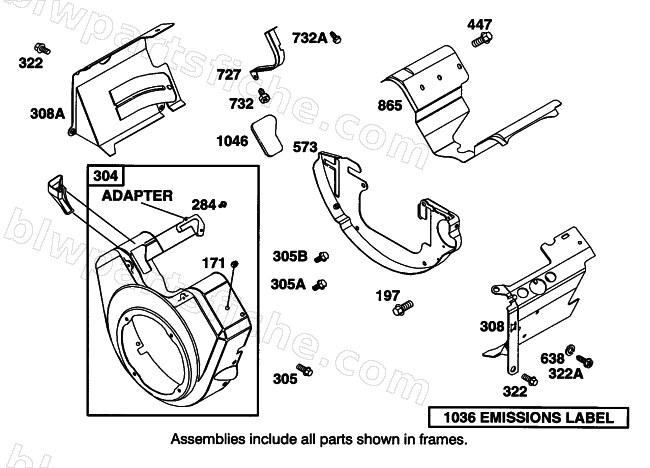 BLOWER HOUSING AND COVER ASSEMBLY diagram