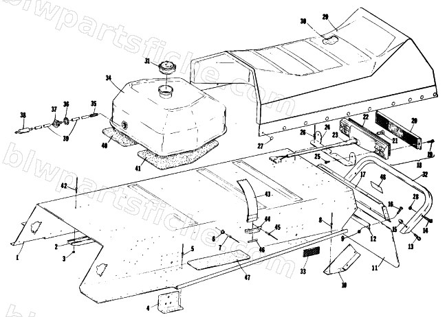 BODY, GAS TANK, TAILLIGHT & SEAT diagram