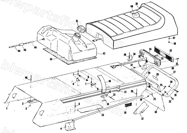BODY, GAS TANK, TAILLIGHT & SEAT diagram