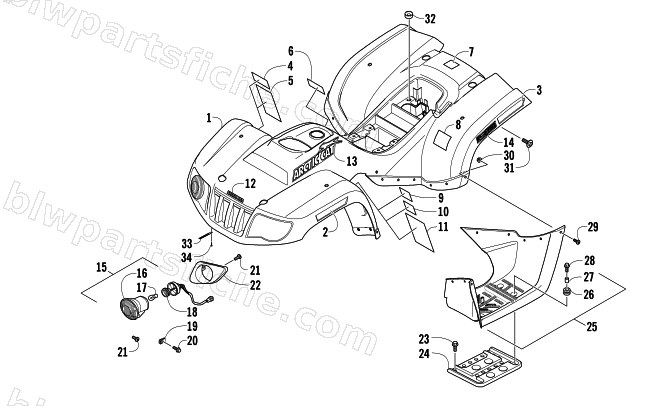 BODY PANEL AND HEADLIGHT ASSEMBLY diagram