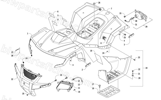 BODY PANEL AND HEADLIGHT ASSEMBLY diagram