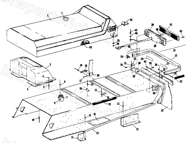 BODY, SEAT, TAILLIGHT AND REAR BUMPER diagram