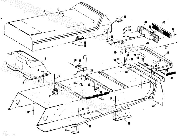 BODY, SEAT, TAILLIGHT AND REAR BUMPER diagram