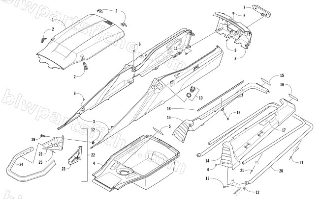 BUMPER, STORAGE, AND TAILLIGHT ASSEMBLY diagram