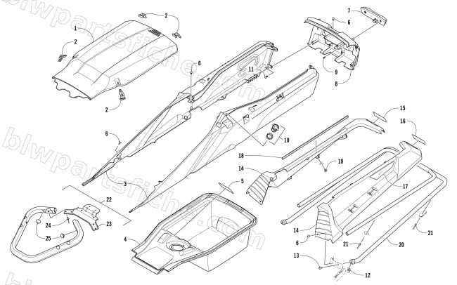 BUMPERS, STORAGE, AND TAILLIGHT ASSEMBLY diagram