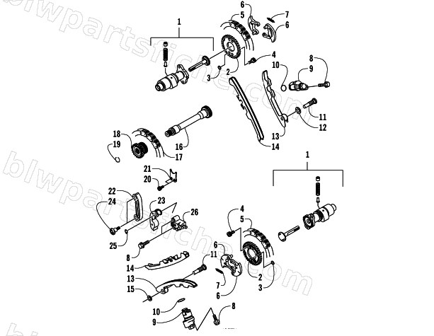 CAMSHAFTS/TENSIONER ASSEMBLY diagram