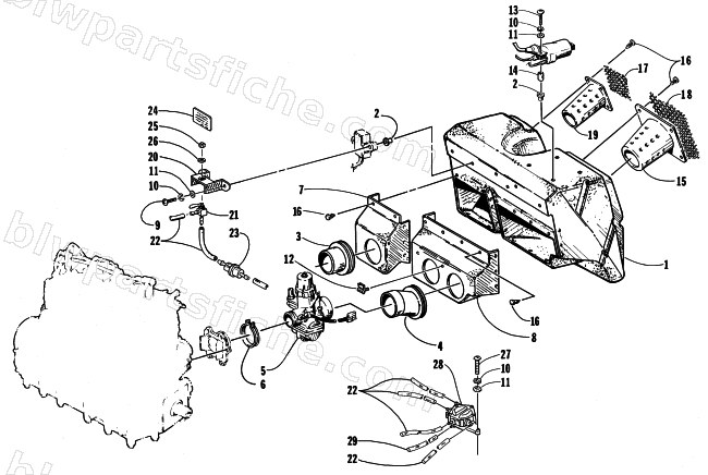 CARBURETOR, AIR SILENCER, FUEL PUMP ASSEMBLY diagram