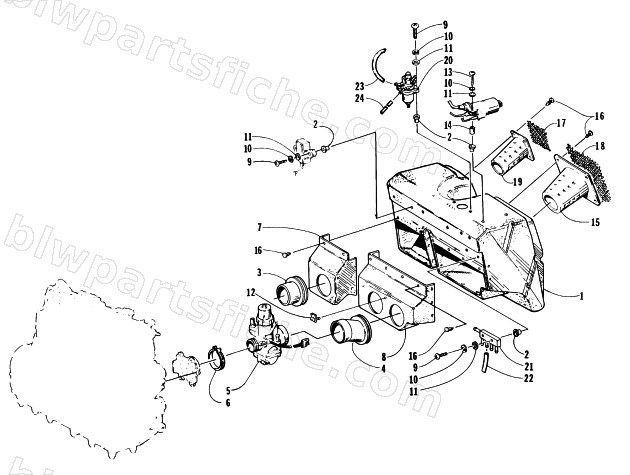 CARBURETOR AND AIR SILENCER ASSEMBLY diagram