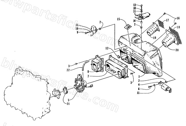 CARBURETOR AND AIR SILENCER ASSEMBLY diagram