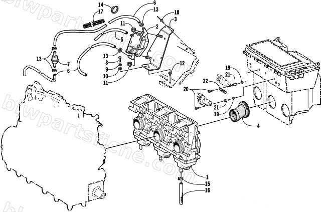 CARBURETOR AND FUEL PUMP ASSEMBLY diagram